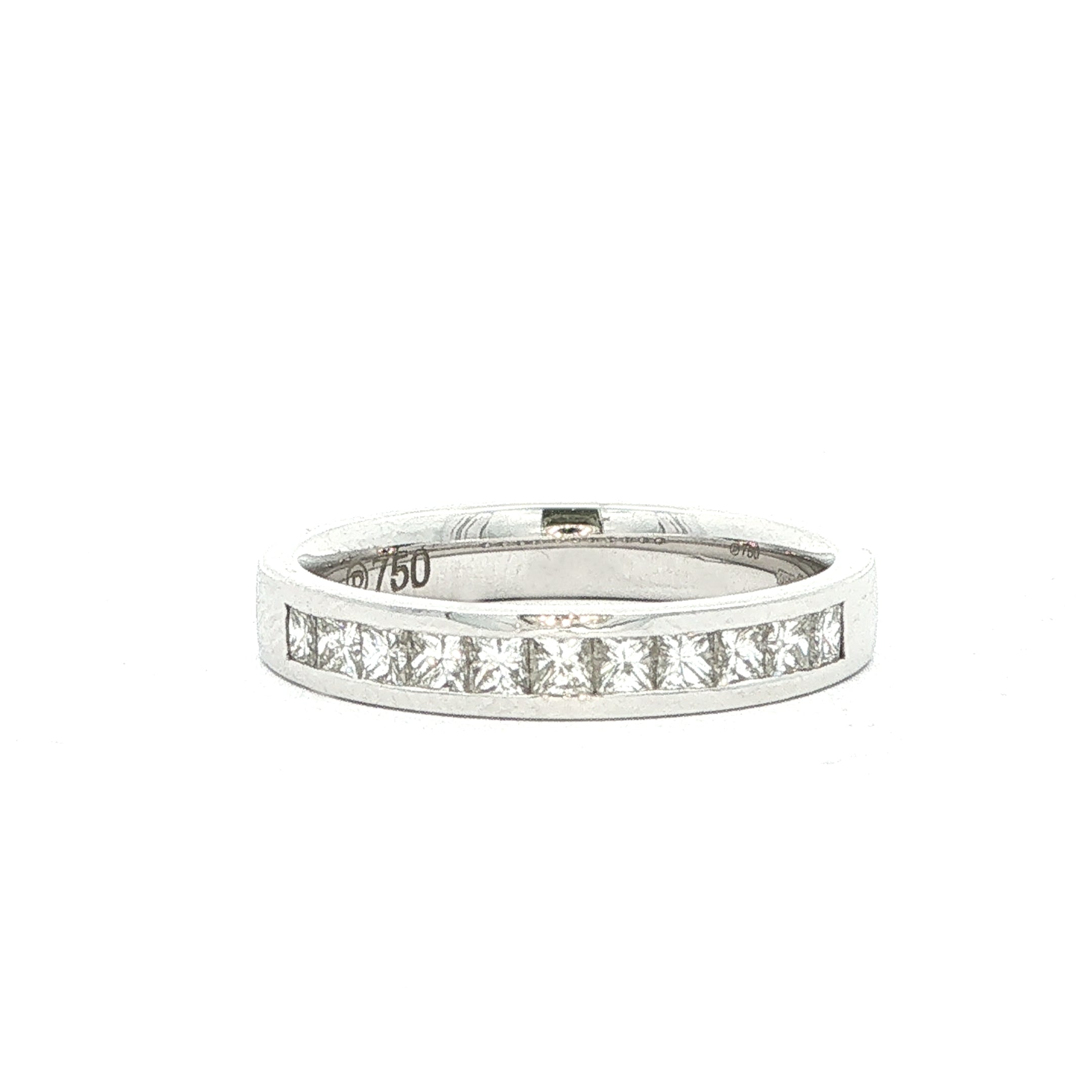 0.57ct Princess-Cut Channel Set Natural Diamond Wedding Band In 18ct White Gold