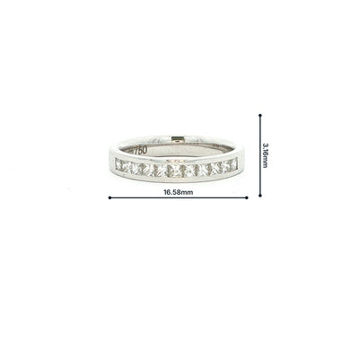 0.57ct Princess-Cut Channel Set Natural Diamond Wedding Band In 18ct White Gold