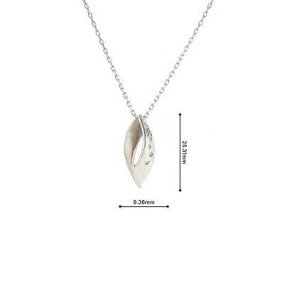 Natural Diamond Leaf Set Pendant in 9ct White Gold