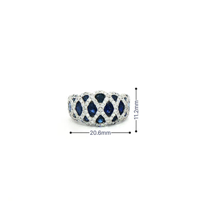 2.19ct Sapphire & 0.84ct Natural Diamond Lattice Cocktail Ring in 18ct White Gold