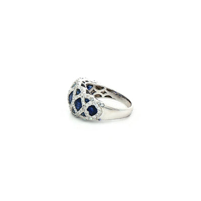 2.19ct Sapphire & 0.84ct Natural Diamond Lattice Cocktail Ring in 18ct White Gold