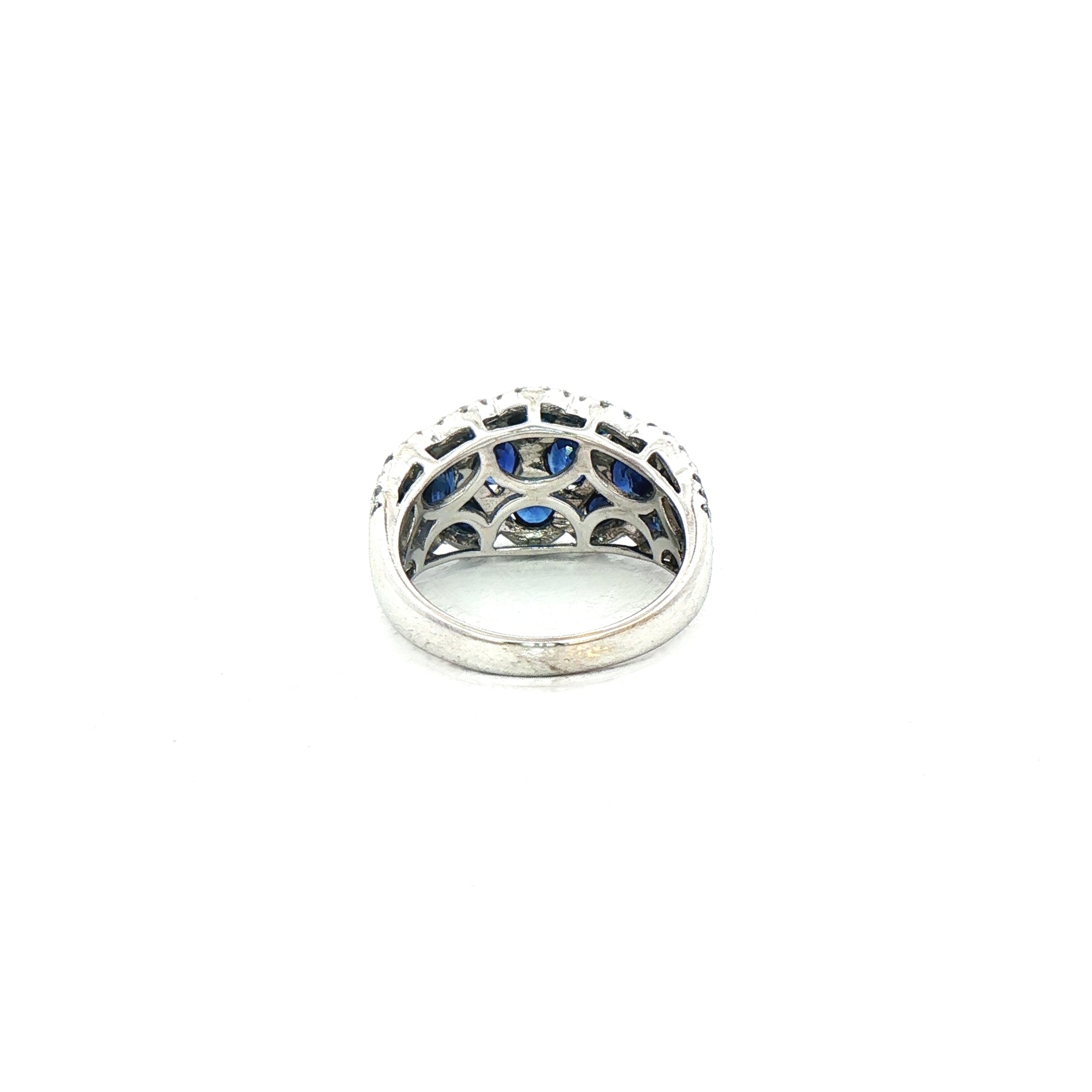 2.19ct Sapphire & 0.84ct Natural Diamond Lattice Cocktail Ring in 18ct White Gold