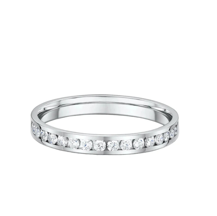 0.29ct Channel Set Natural Diamond Wedding Band In Platinum