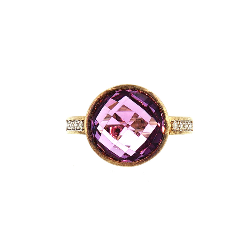 Amythyst Natural Diamond Dress Ring in 9ct Yellow Gold