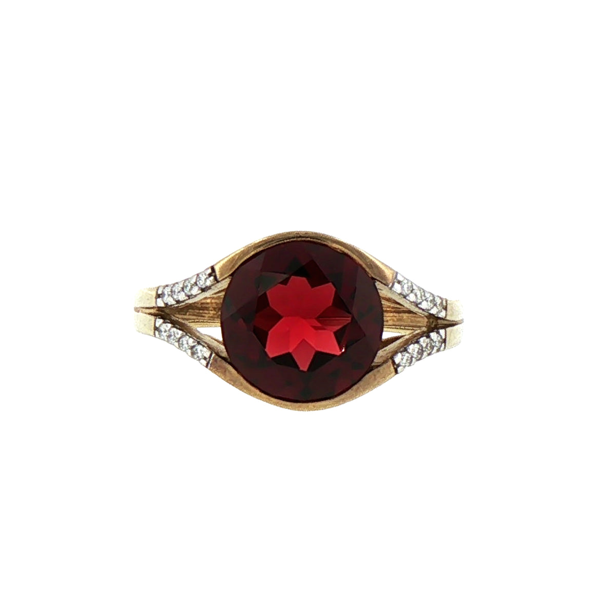 Garnet Natural Diamond Dress Ring in 9ct Yellow Gold
