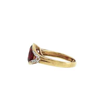 Garnet Natural Diamond Dress Ring in 9ct Yellow Gold