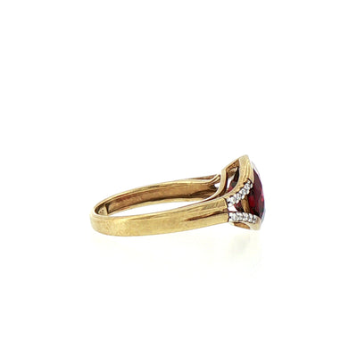 Garnet Natural Diamond Dress Ring in 9ct Yellow Gold