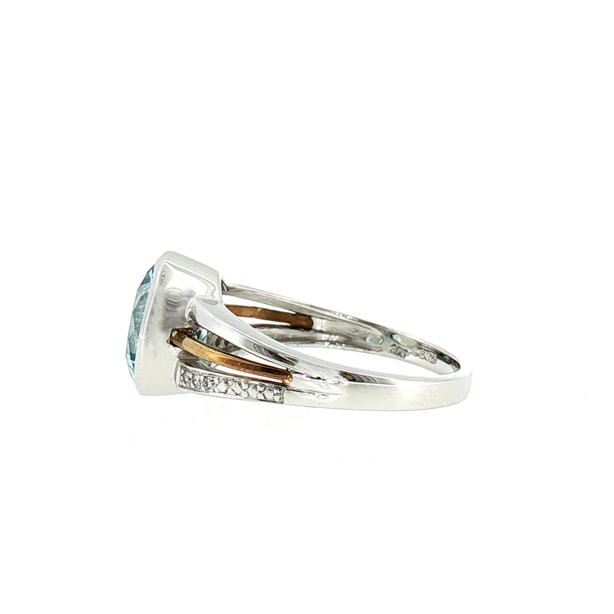 Blue Topaz Natural Diamond Dress Ring in 9ct White and Yellow Gold