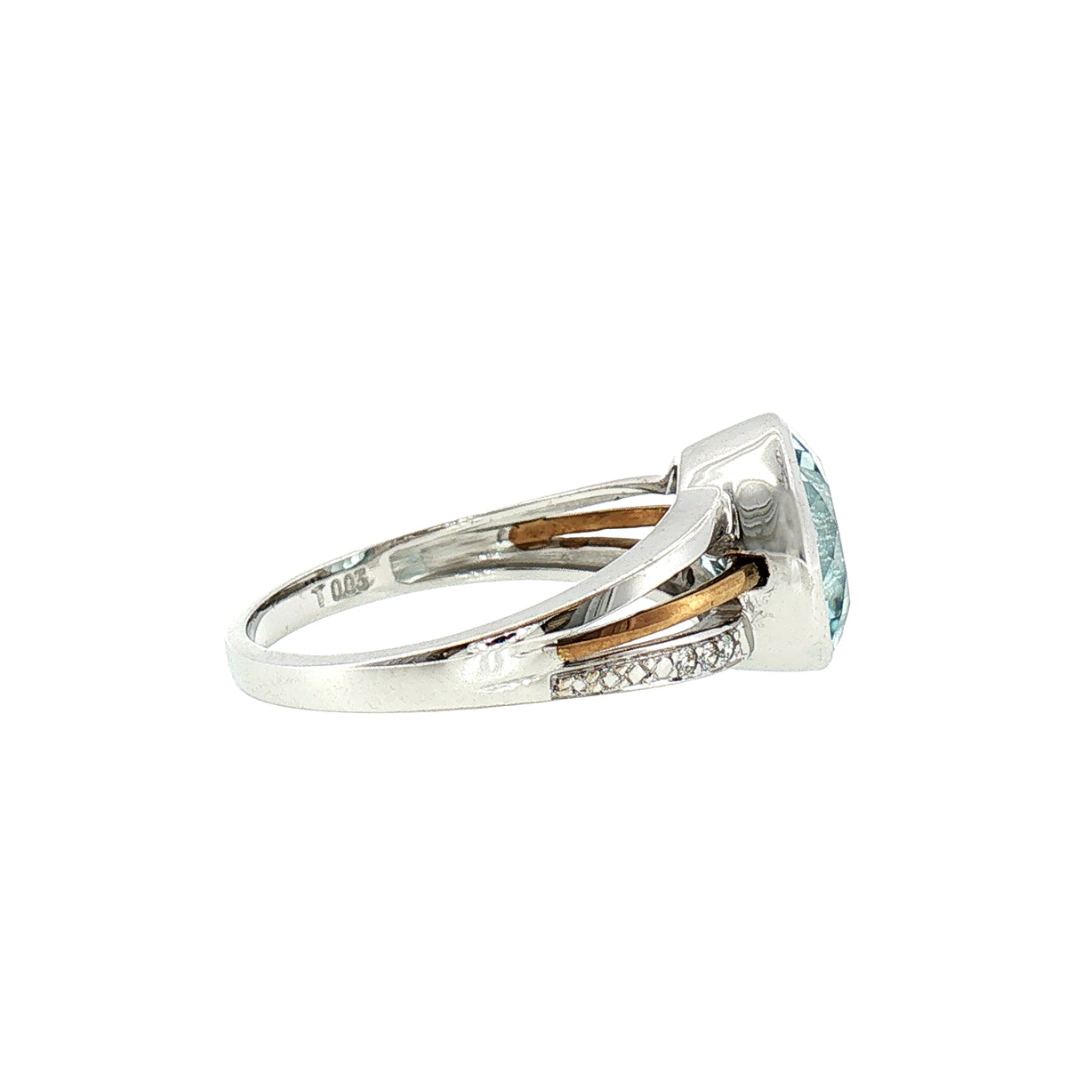 Blue Topaz Natural Diamond Dress Ring in 9ct White and Yellow Gold