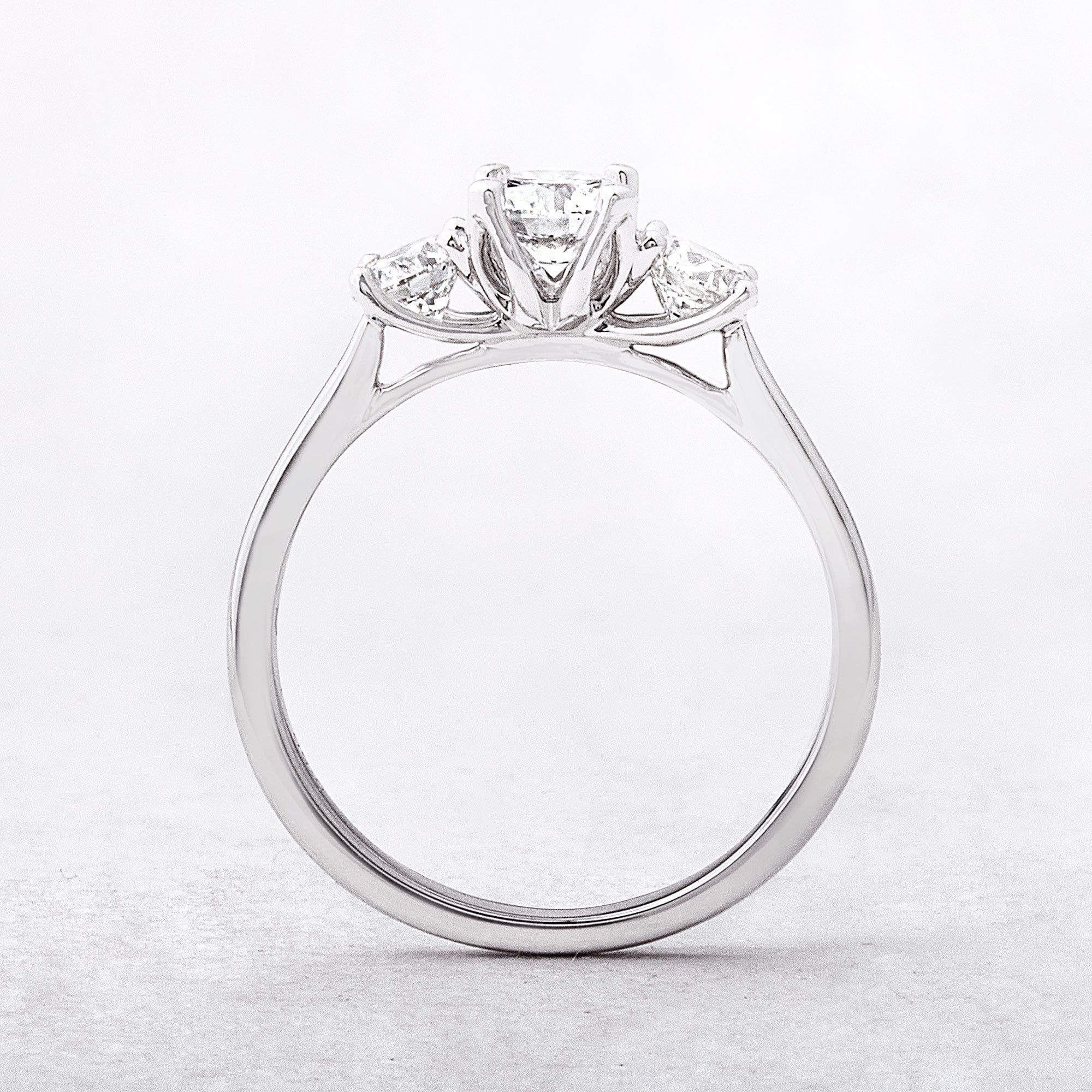 1.00ct E / SI1 GIA Certified Natural Round Cut Diamond Three Stone, Platinum Engagement Ring