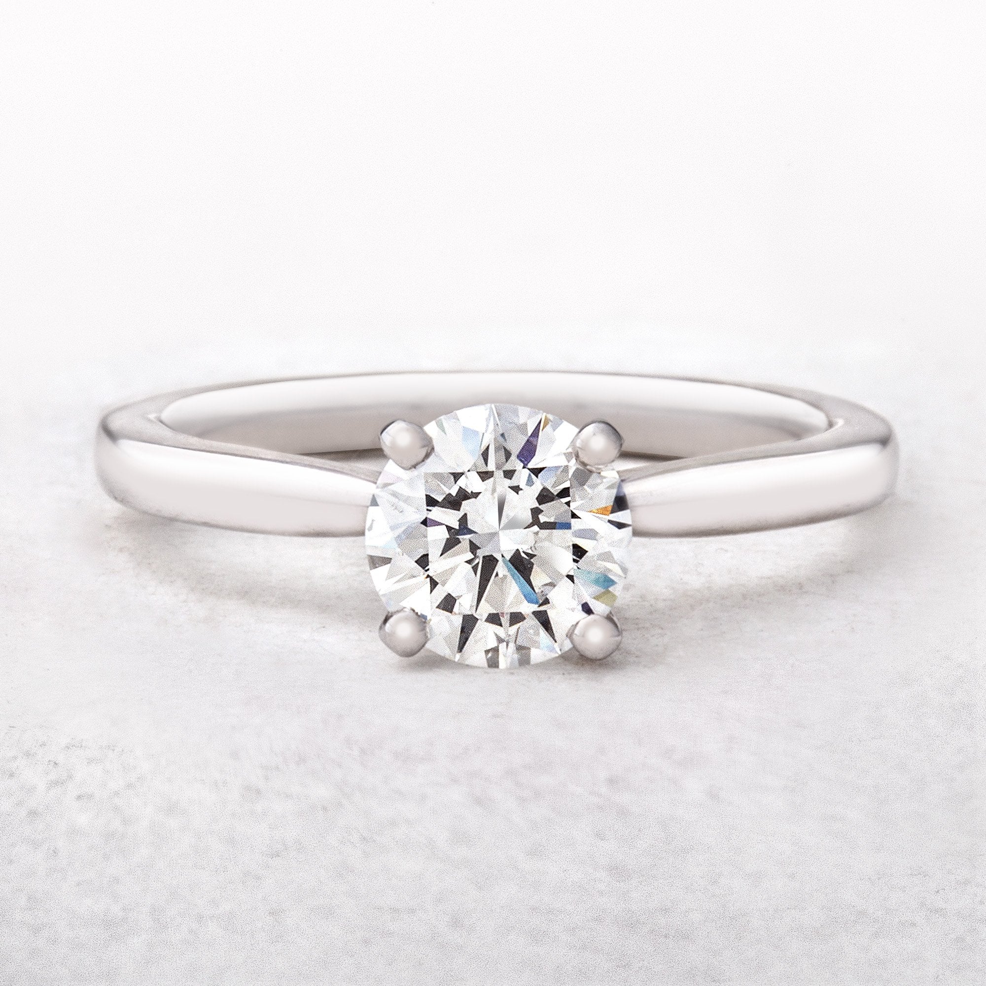 1.01ct D SI1 GIA Certified Round Natural Diamond Solitaire 18ct White Gold Engagement Ring