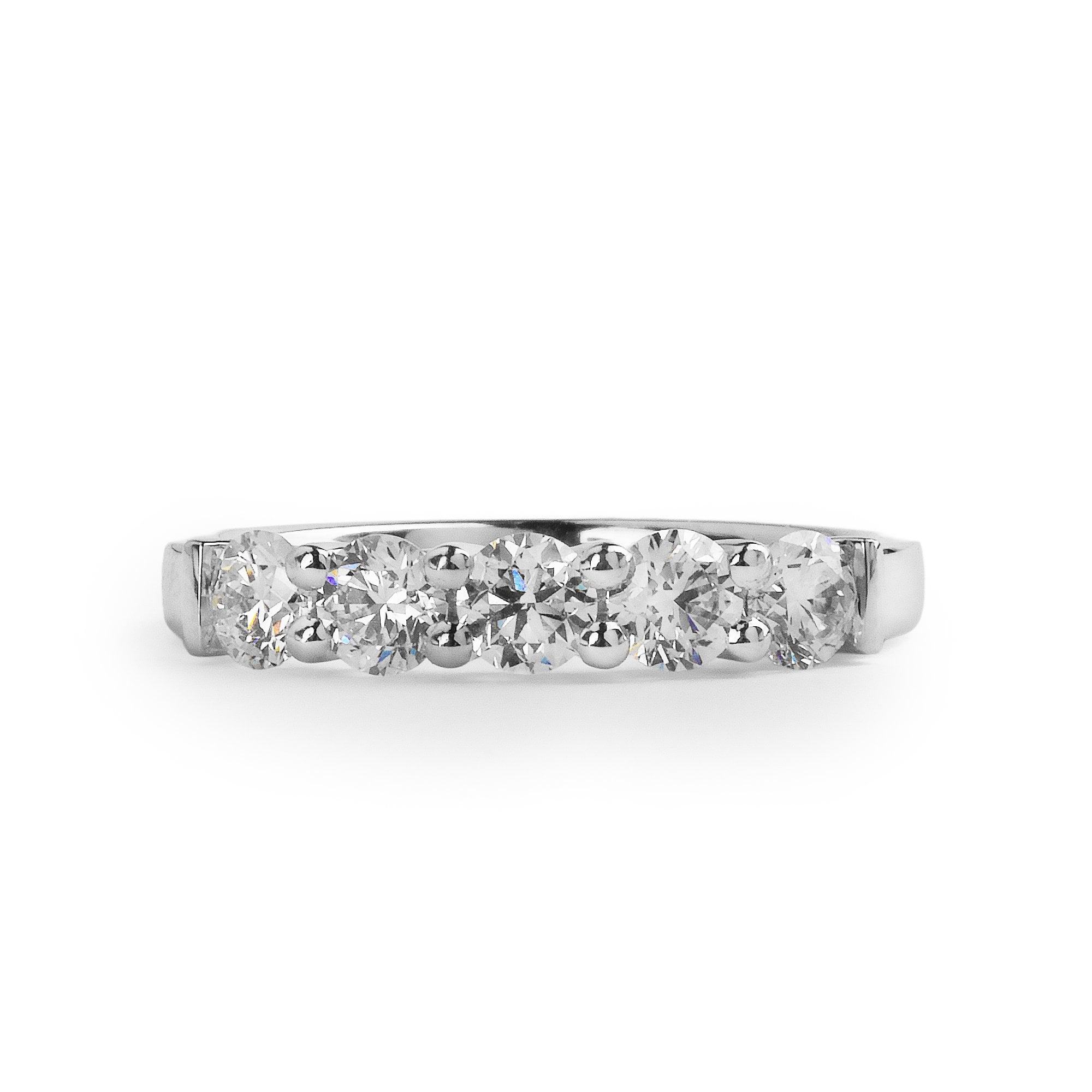 1.02ct F vs Brilliant Cut Natural Diamond Five Stone Ring Set In 18ct White Gold