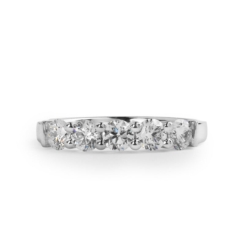 1.02ct F vs Brilliant Cut Natural Diamond Five Stone Ring Set In 18ct White Gold