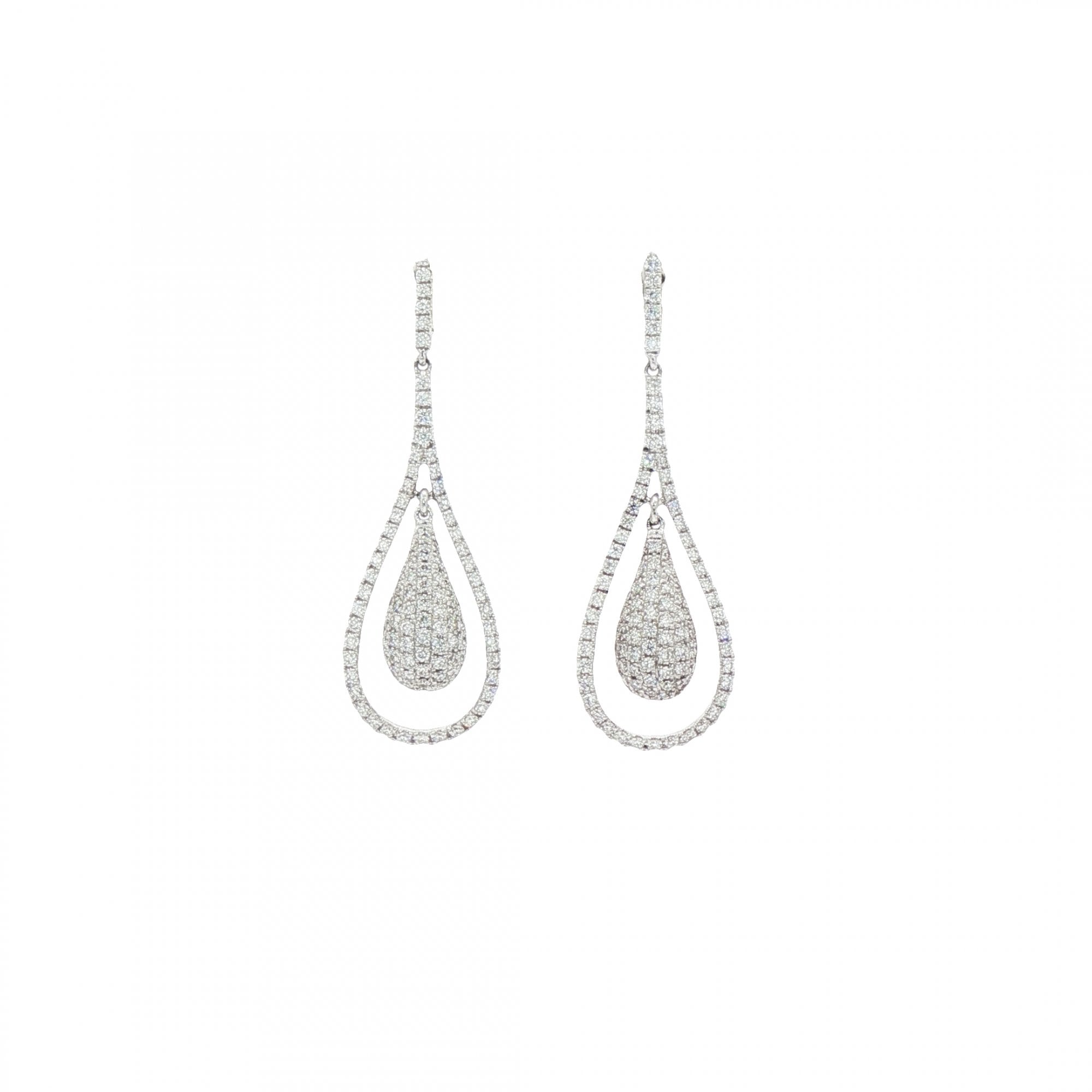 1.03ct Natural Diamond Pear Shape Style Drop Earrings in 18ct White Gold