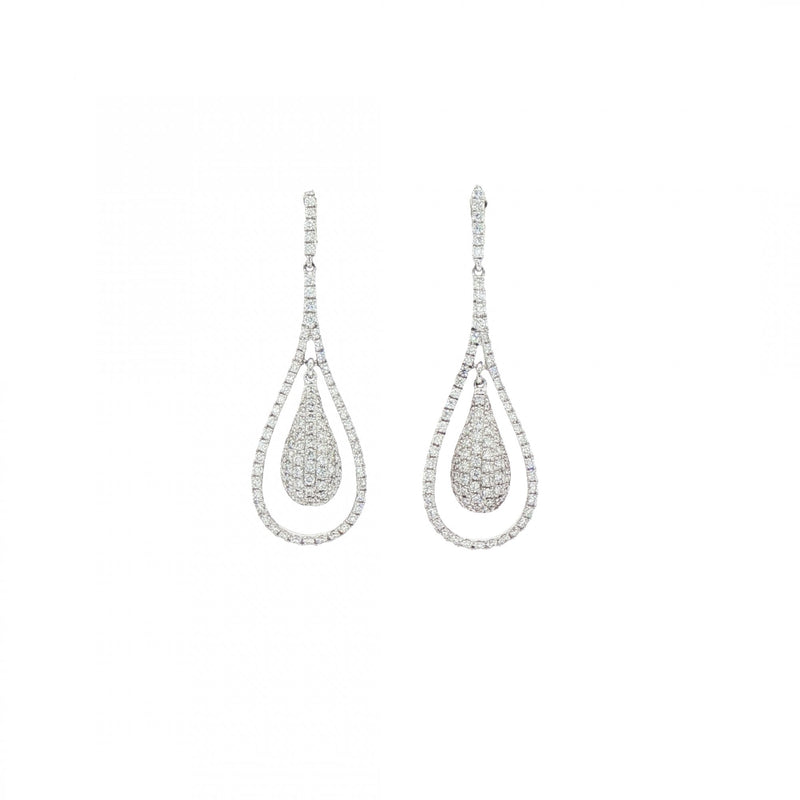 1.03ct Natural Diamond Pear Shape Style Drop Earrings in 18ct White Gold