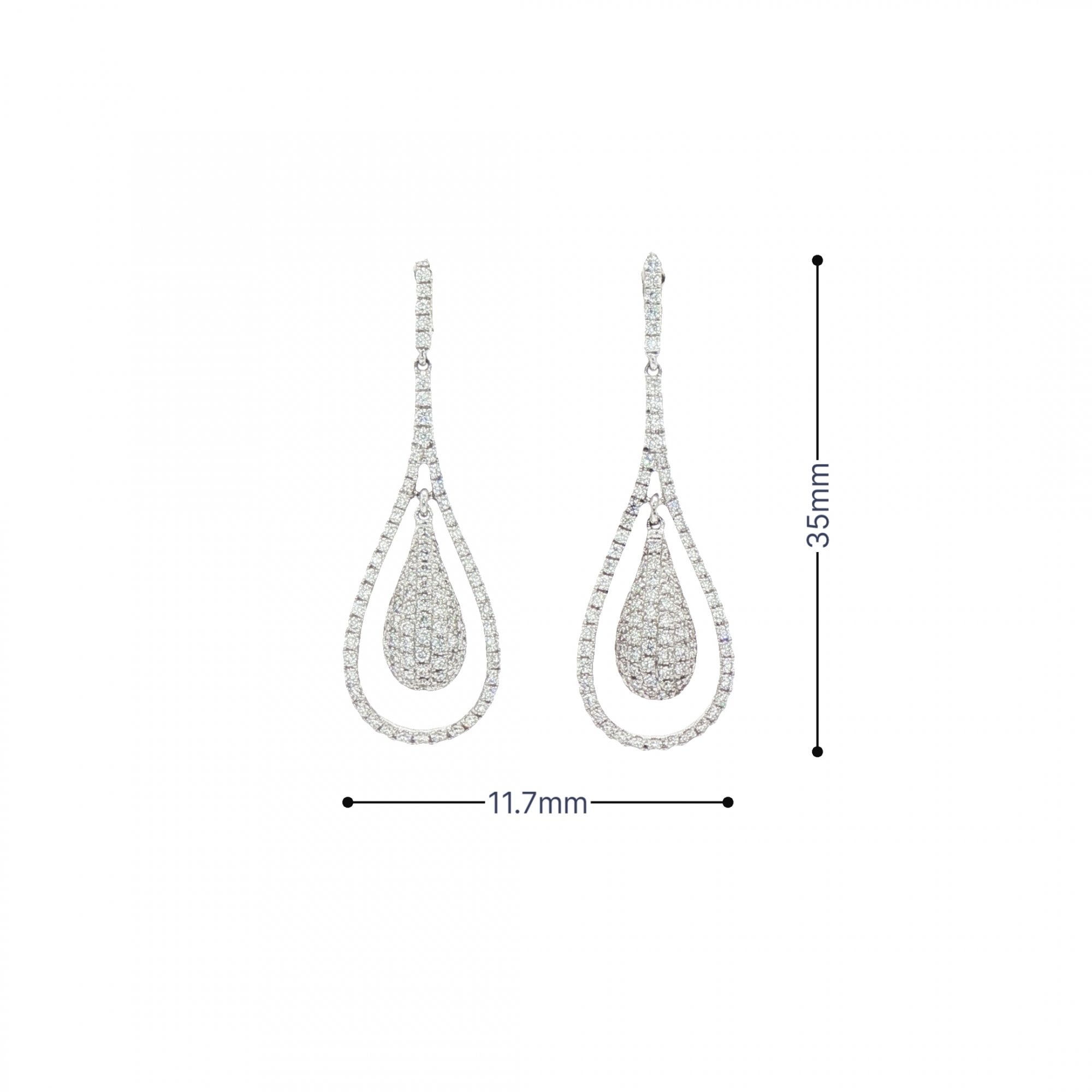1.03ct Natural Diamond Pear Shape Style Drop Earrings in 18ct White Gold