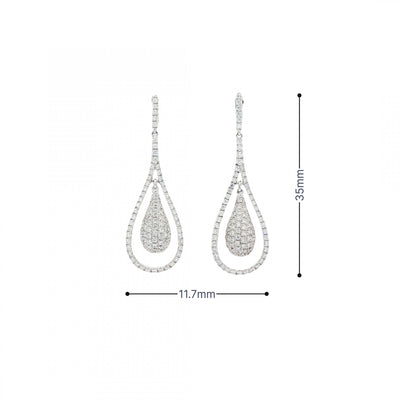 1.03ct Natural Diamond Pear Shape Style Drop Earrings in 18ct White Gold