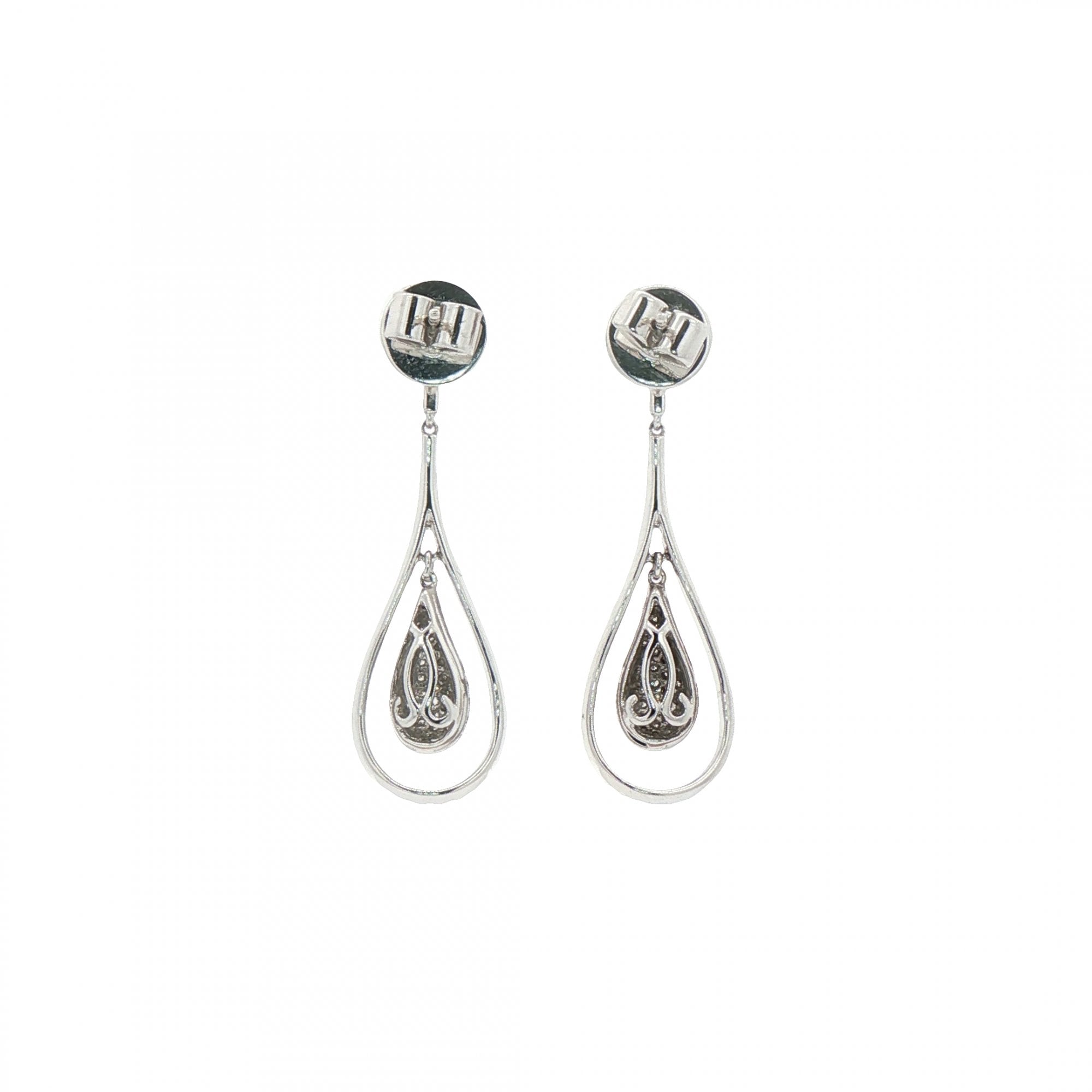 1.03ct Natural Diamond Pear Shape Style Drop Earrings in 18ct White Gold