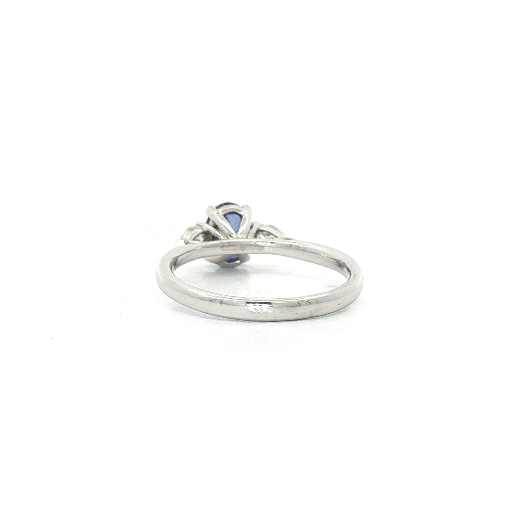1.05ct Oval Sapphire & Natural Diamond 0.20ct with Pear Side Diamonds in 18ct White Gold