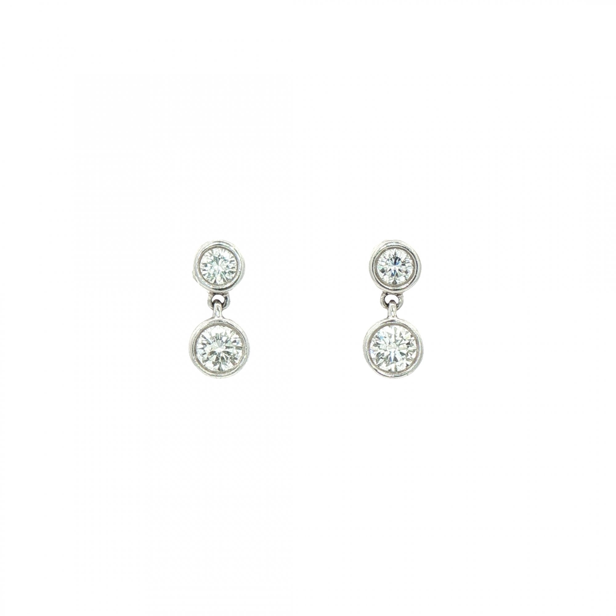 1.05ct Two Stone Round Diamond Drop Earrings in 18ct White Gold