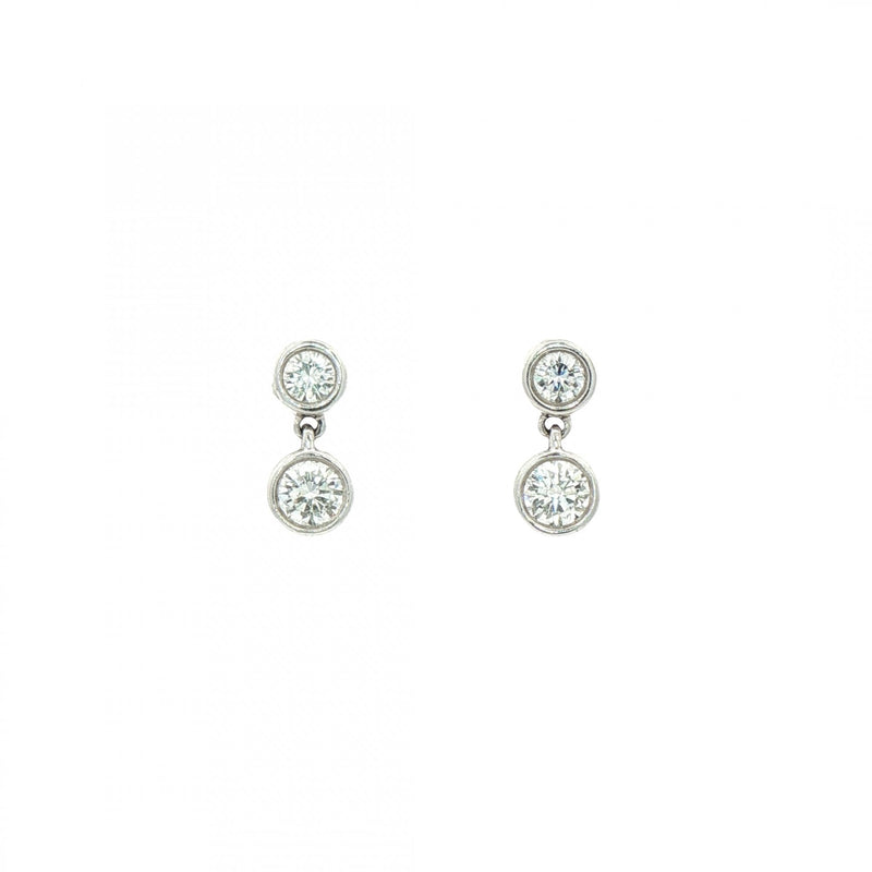 1.05ct Two Stone Round Diamond Drop Earrings in 18ct White Gold