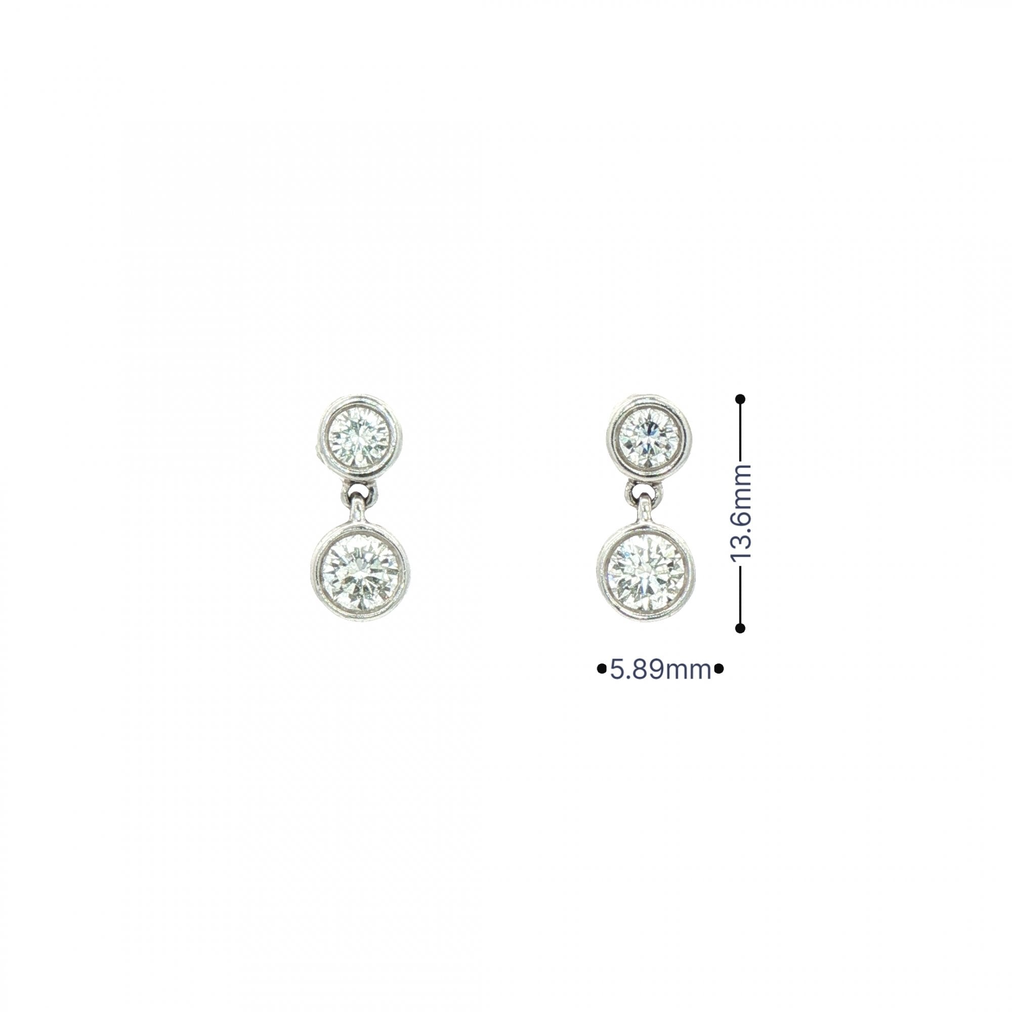 1.05ct Two Stone Round Diamond Drop Earrings in 18ct White Gold