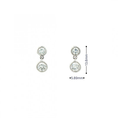 1.05ct Two Stone Round Diamond Drop Earrings in 18ct White Gold