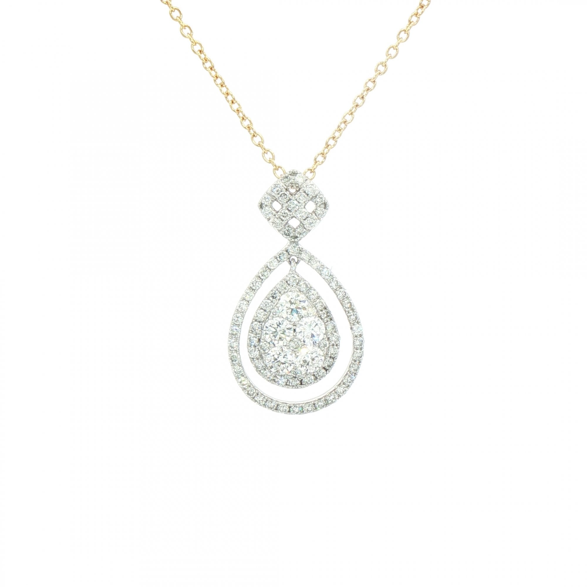 1.06ct Natural Diamond Multistone Pear Shape Pendant in 18cy White Gold
