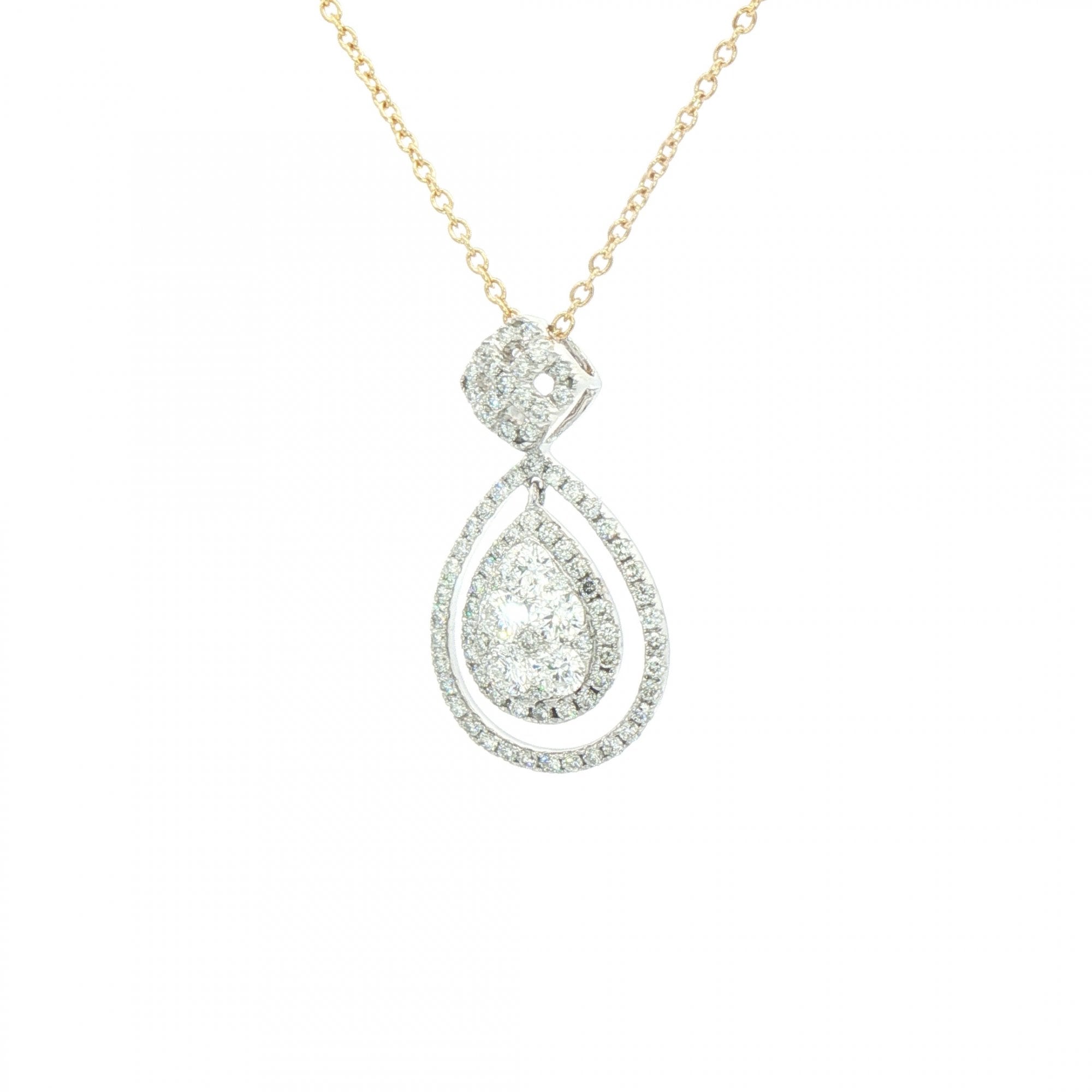1.06ct Natural Diamond Multistone Pear Shape Pendant in 18cy White Gold