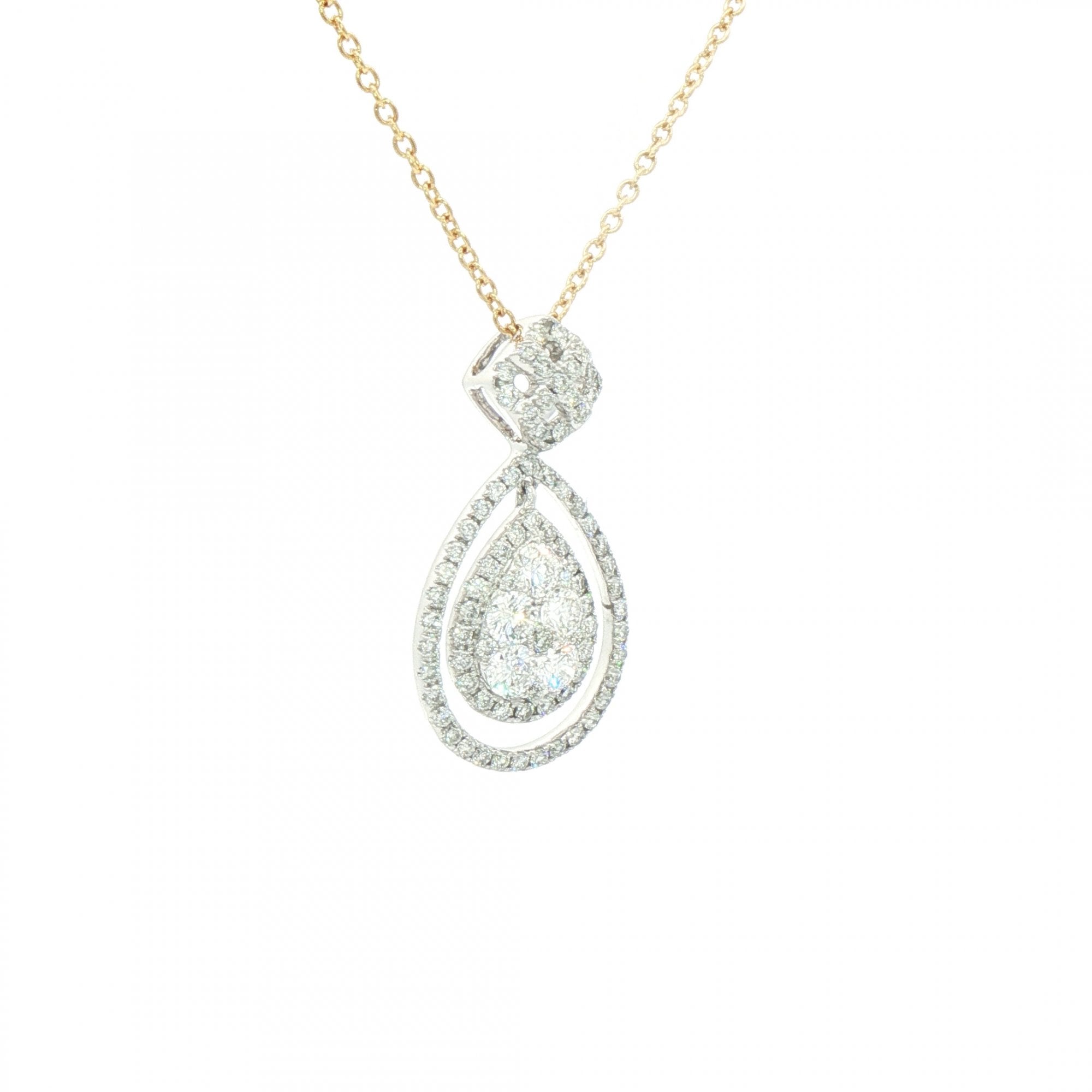 1.06ct Natural Diamond Multistone Pear Shape Pendant in 18cy White Gold