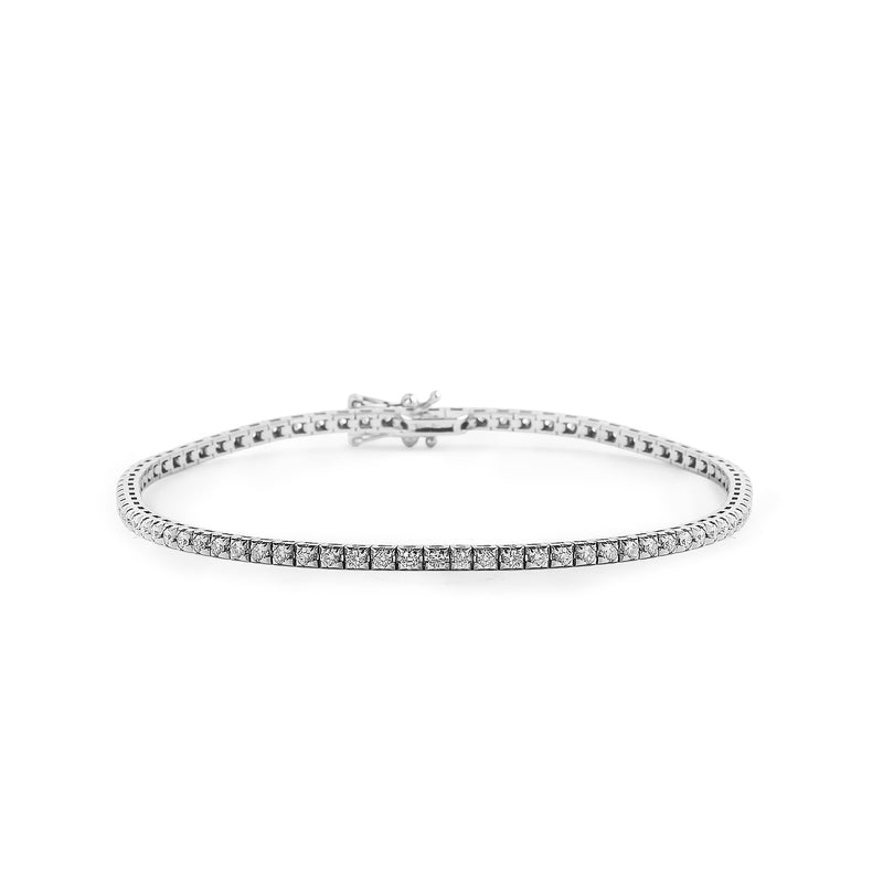 1.08ct F VS Natural Diamond Line Bracelet In 18ct White Gold