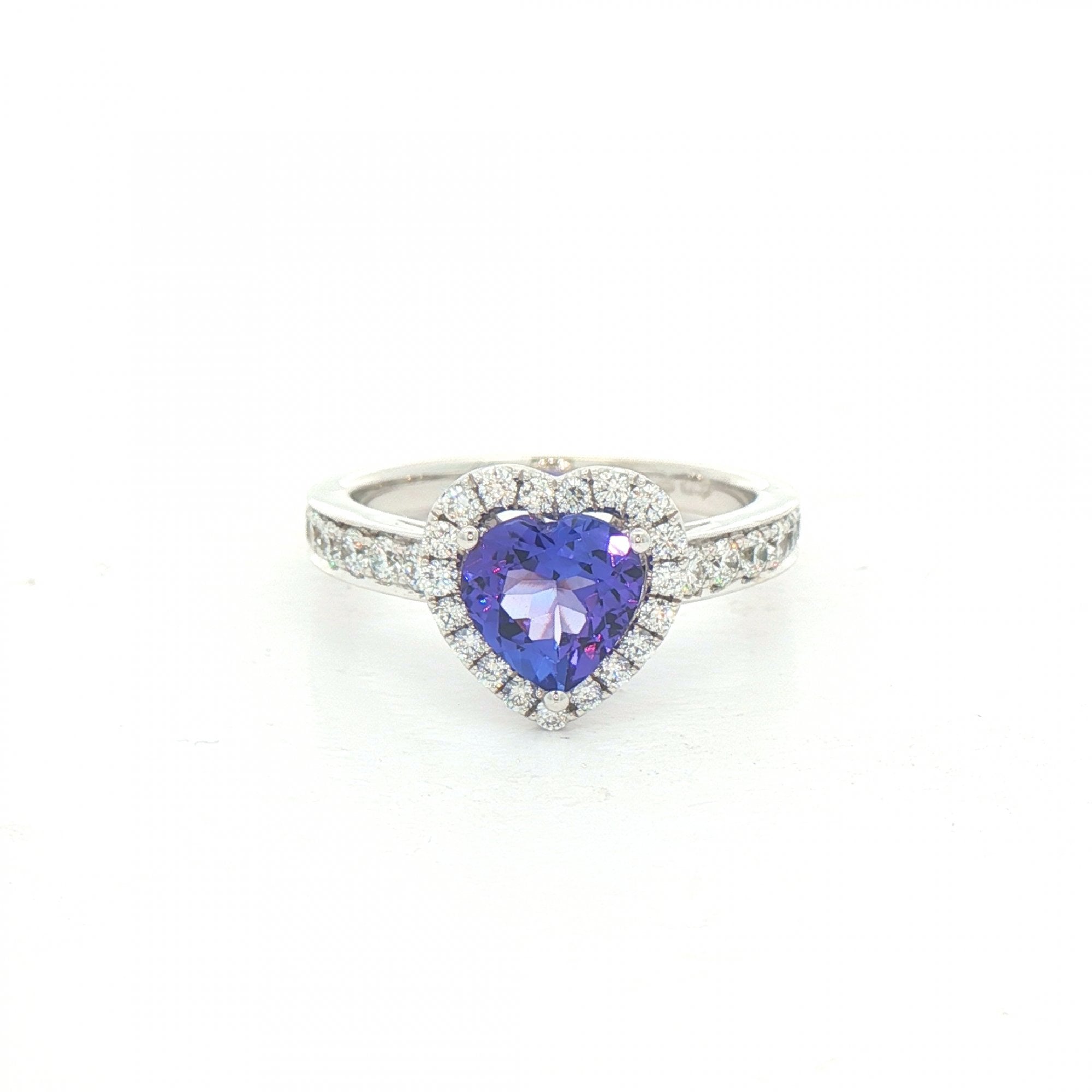 1.10ct Fancy Cut Tanzanite & Natural Diamond 0.58ct Halo With Shoulders in 18ct White Gold