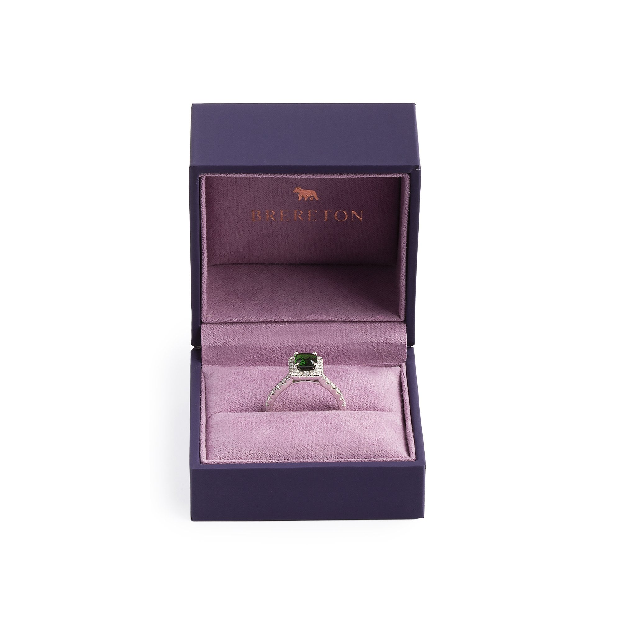 1.12ct Emerald Cut Green Garnet & Natural Diamond Halo & Shoulders 0.42ct In 18ct White Gold
