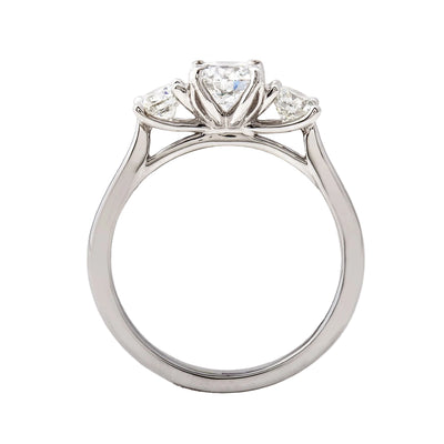 1.14ct E VS2 GIA Certified Round Natural Diamond Three Stone Ring Set In Platinum