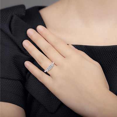 1.14ct E VS2 GIA Certified Round Natural Diamond Three Stone Ring Set In Platinum