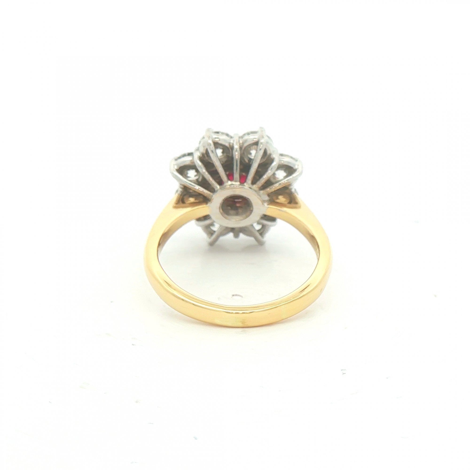 1.14ct Ruby & 2.44ct Natural Diamond Cluster Ring 18ct Yellow Gold