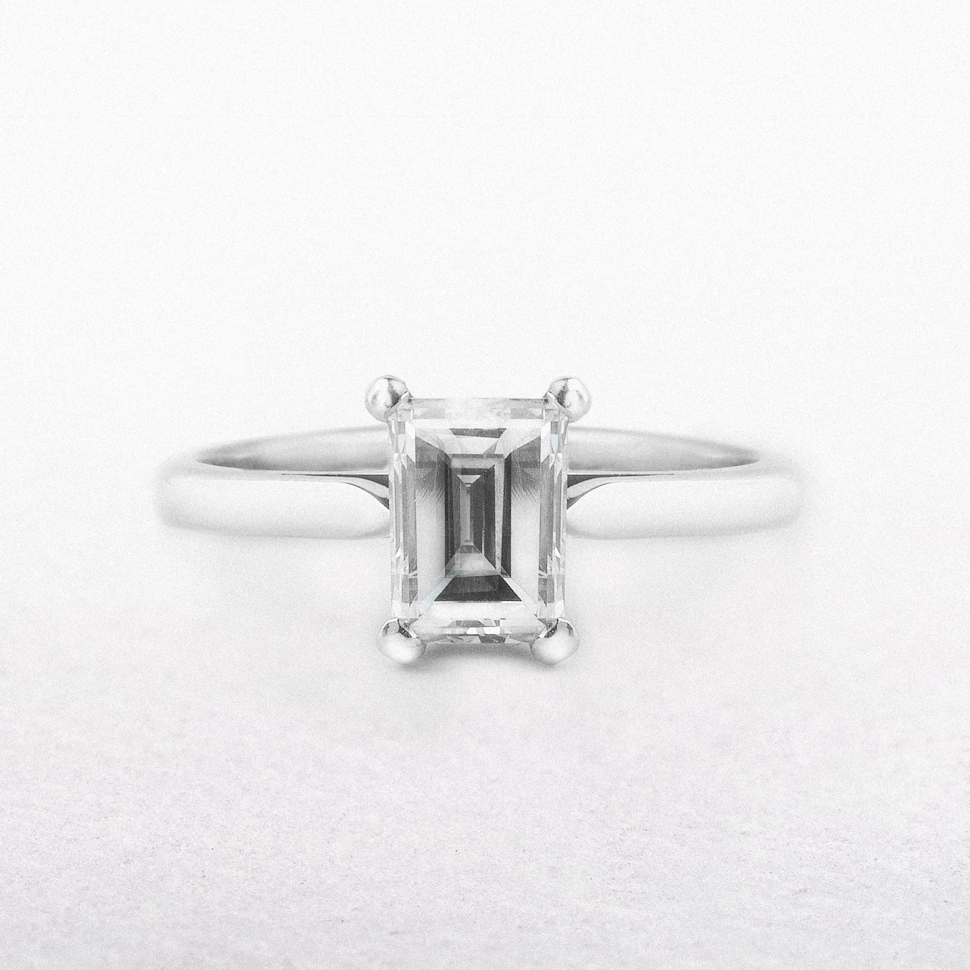 1.17ct H vs2 Emerald Cut Natural Diamond Solitaire Set in Platinum