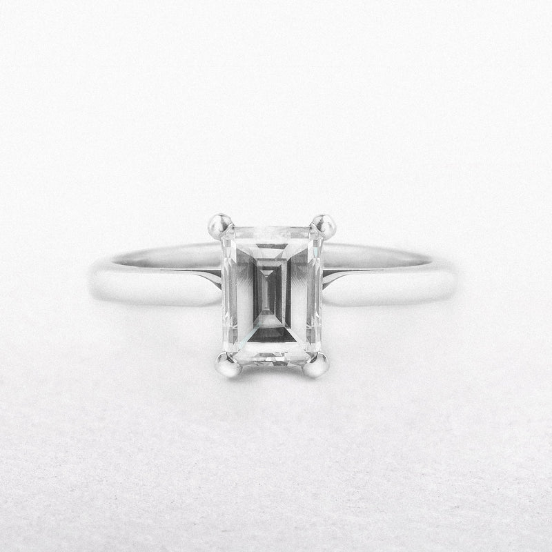 1.17ct H vs2 Emerald Cut Natural Diamond Solitaire Set in Platinum