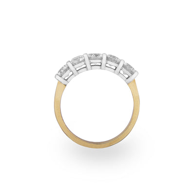 1.18 F VS Round Natural Diamond Five Stone Ring Set in 18ct Yellow Gold
