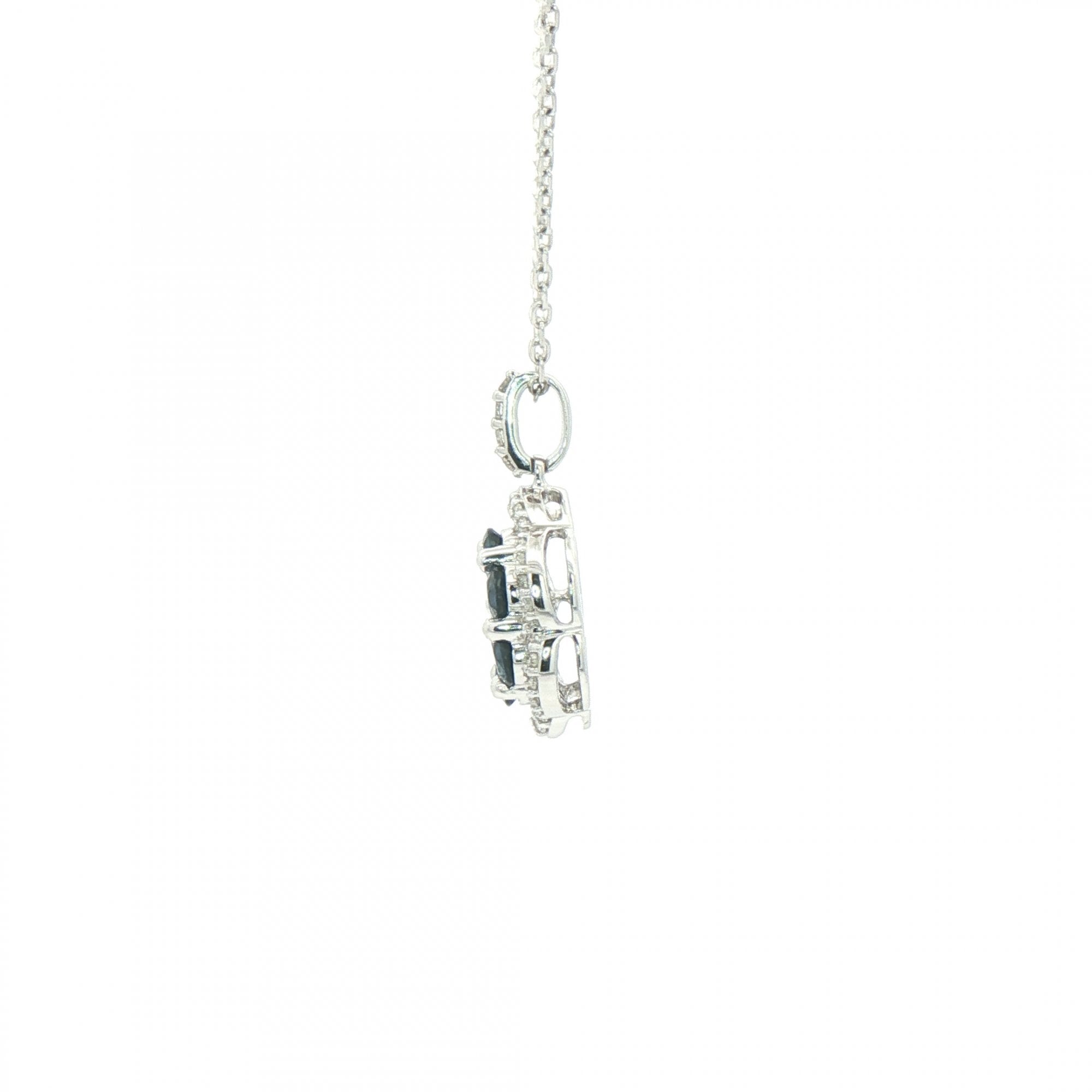 1.20 Sapphire & 0.24 Natural Diamond Flower Pendant in 18ct White Gold