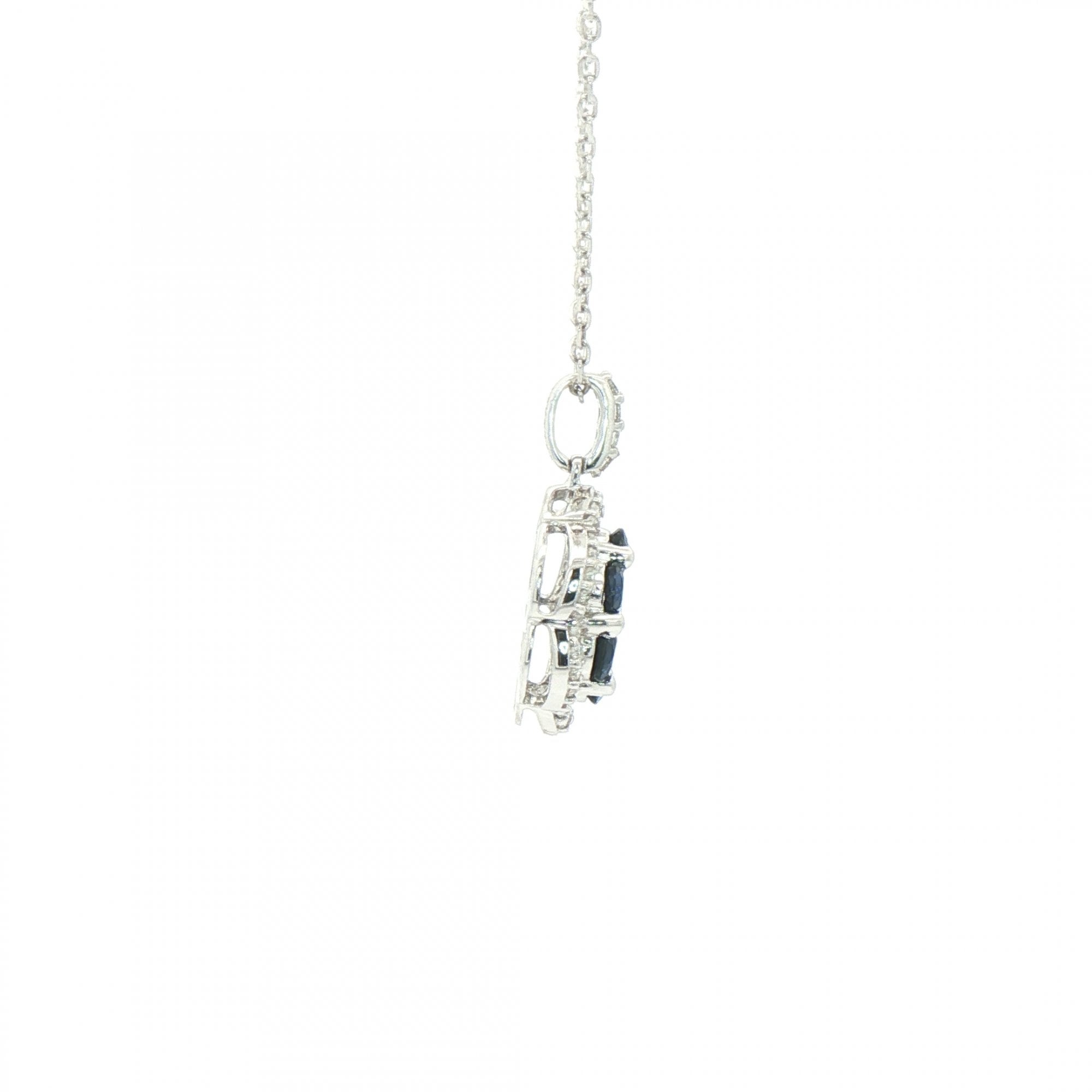 1.20 Sapphire & 0.24 Natural Diamond Flower Pendant in 18ct White Gold