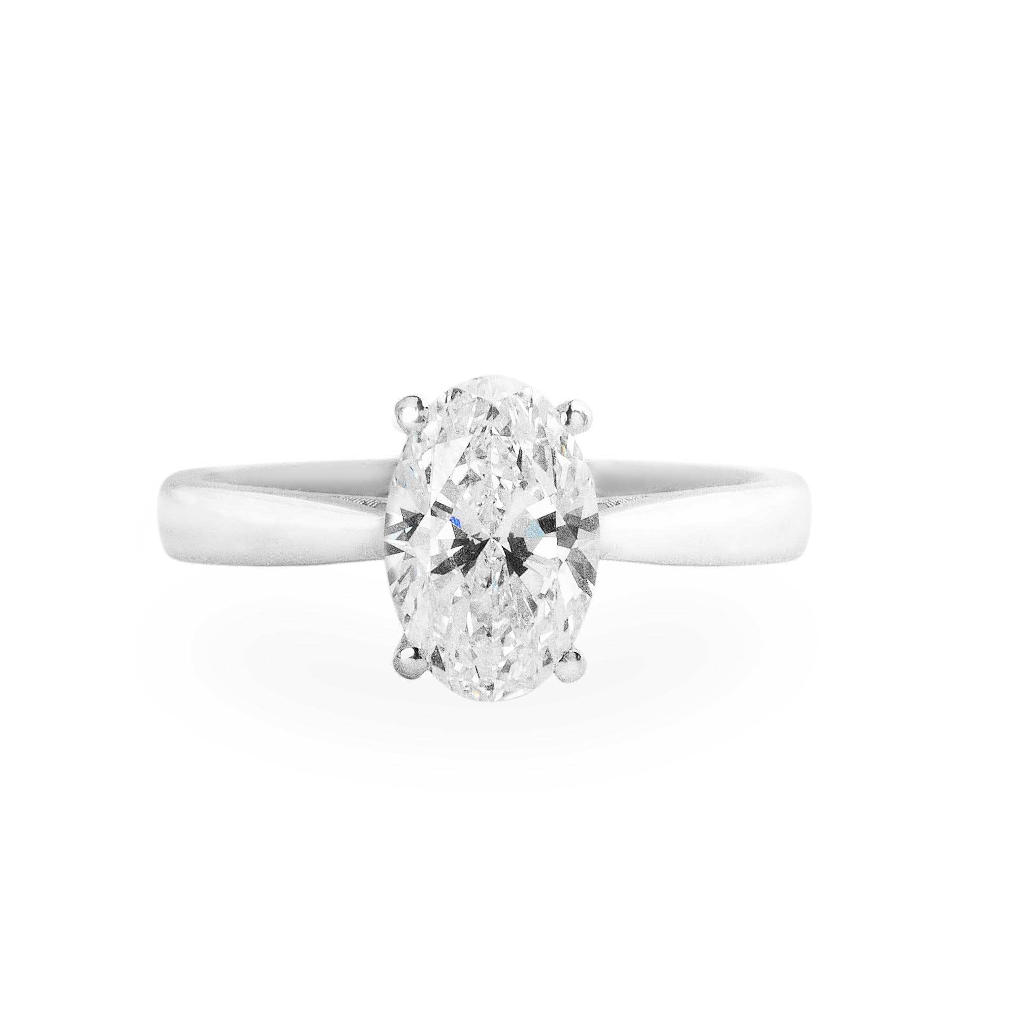 1.20ct D VS2 Oval Natural Diamond Solitaire 18ct White Gold Engagement Ring