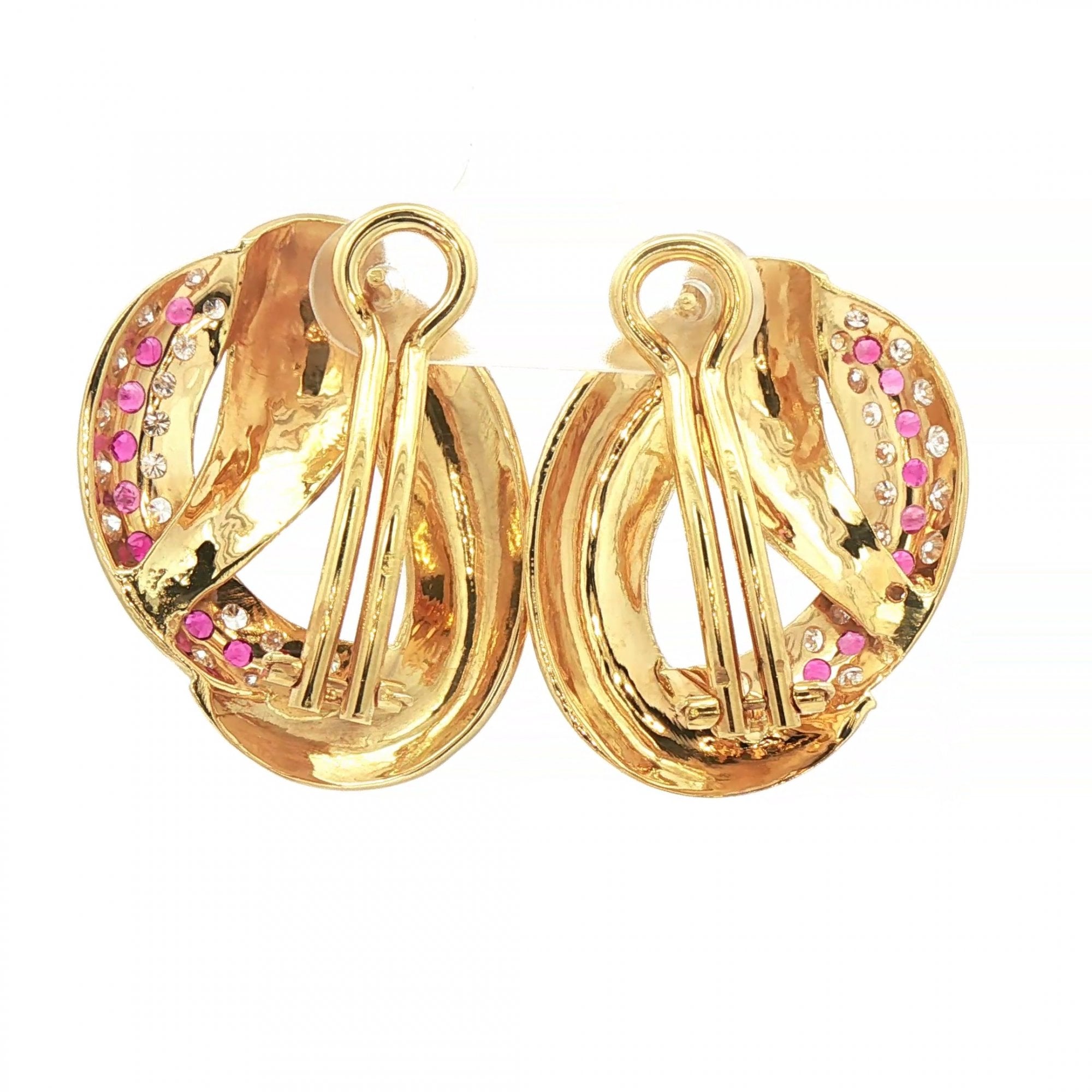 1.20ct Natural Diamond & 0.60ct Ruby Large Earring in 18ct Yellow Gold