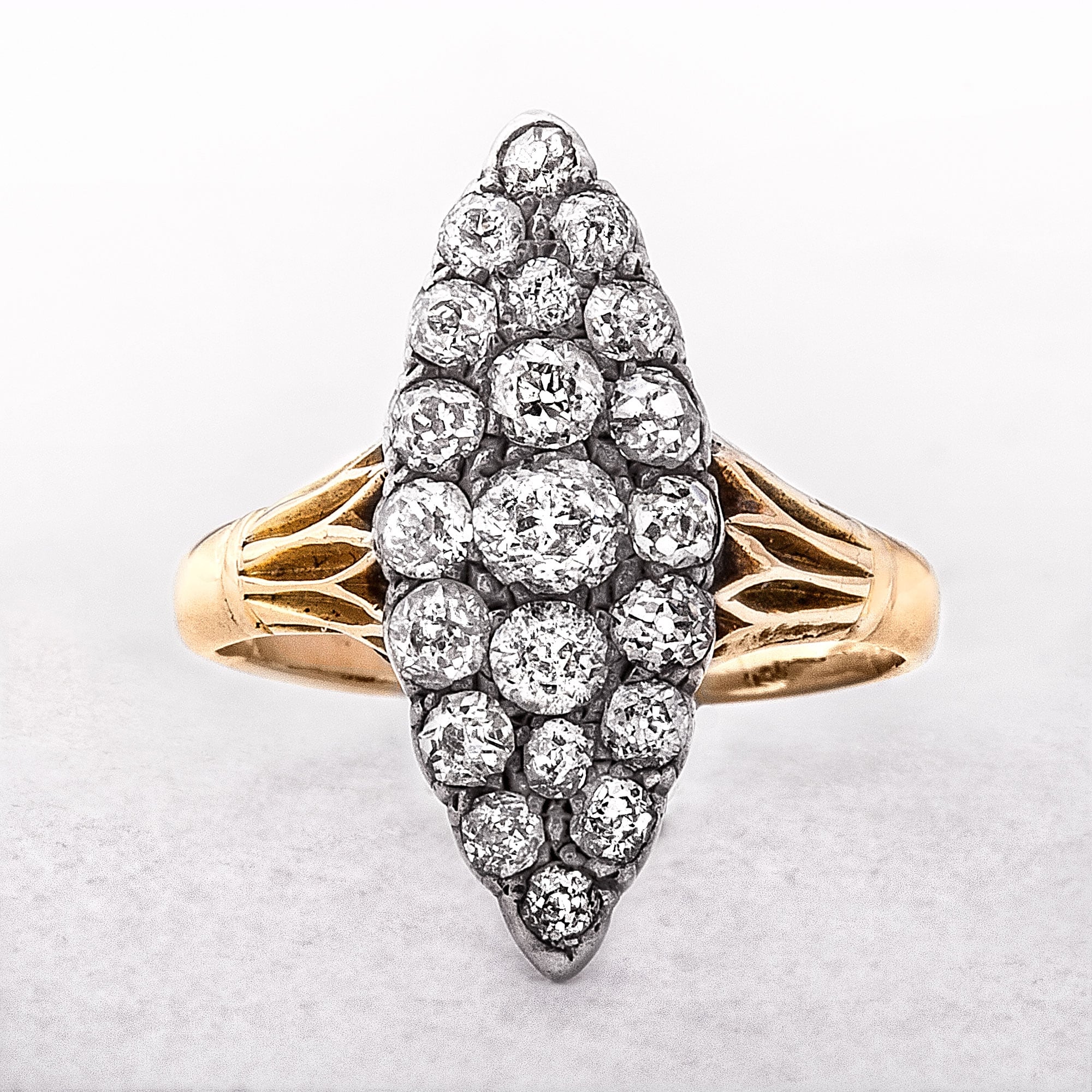 1.20ct Natural Diamond Vintage Cluster Ring set in 18ct Yellow Gold