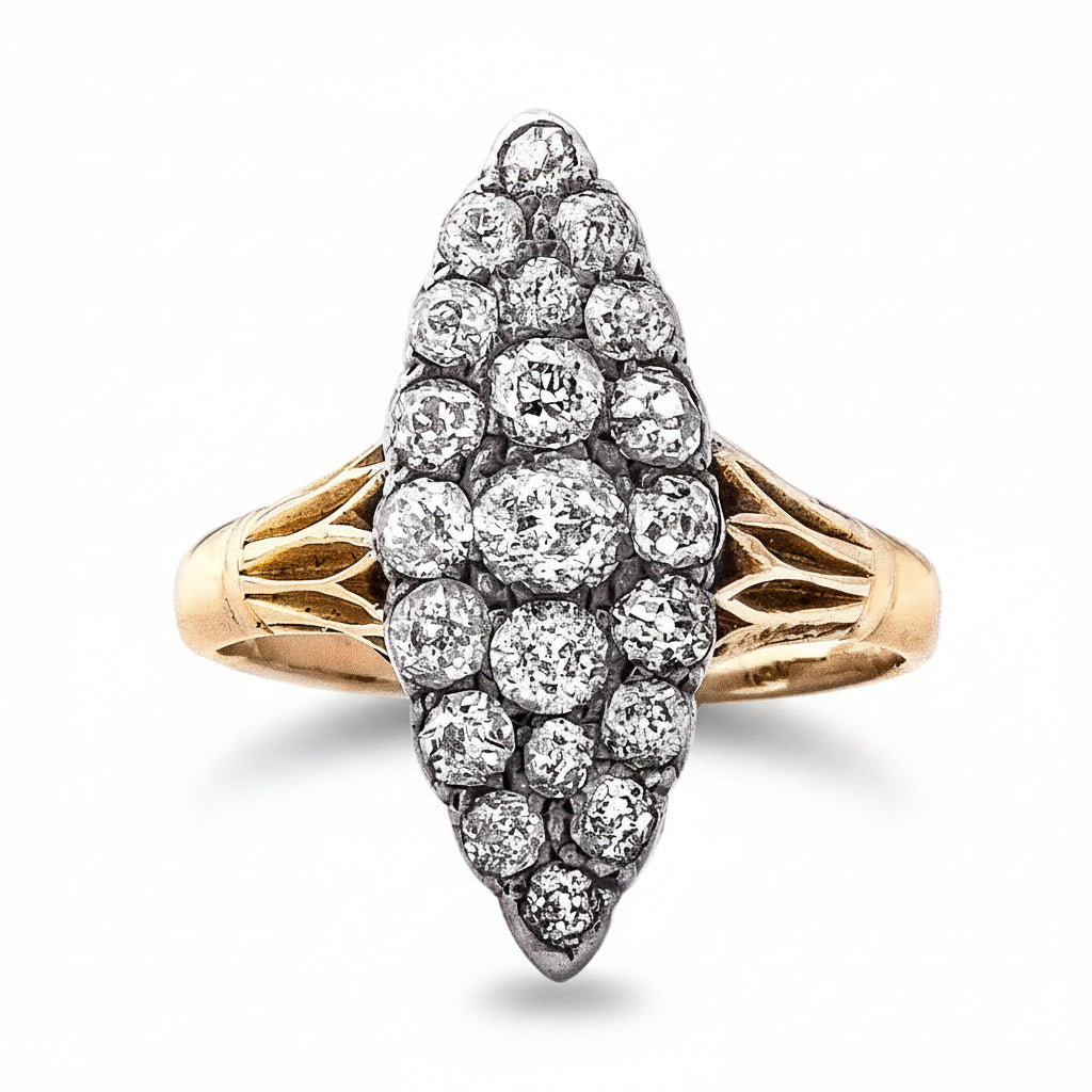 1.20ct Natural Diamond Vintage Cluster Ring set in 18ct Yellow Gold