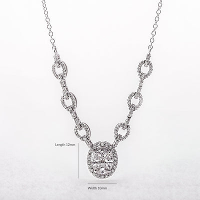 1.20ct Natural Diamonds F VS Invisible Set Oval Shape Necklace in 18ct White Gold