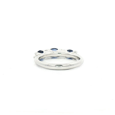 1.22ct Oval Sapphire & 0.18ct Natural Brilliant Cut Diamond Dress Ring in 18ct White Gold