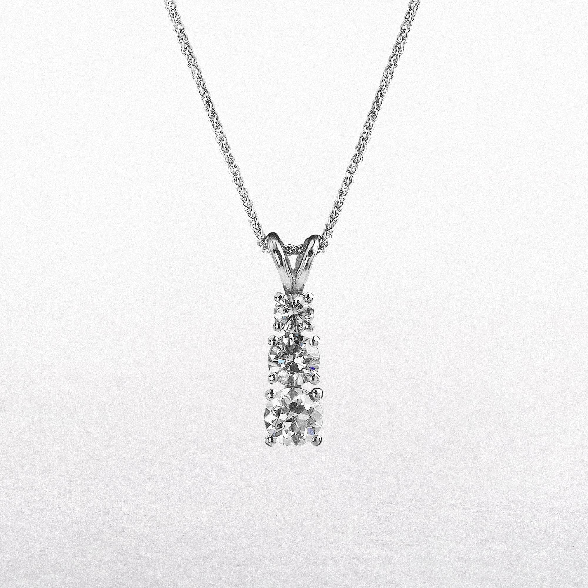 1.23ct Natural Diamond Drop Pendant in 18ct White Gold