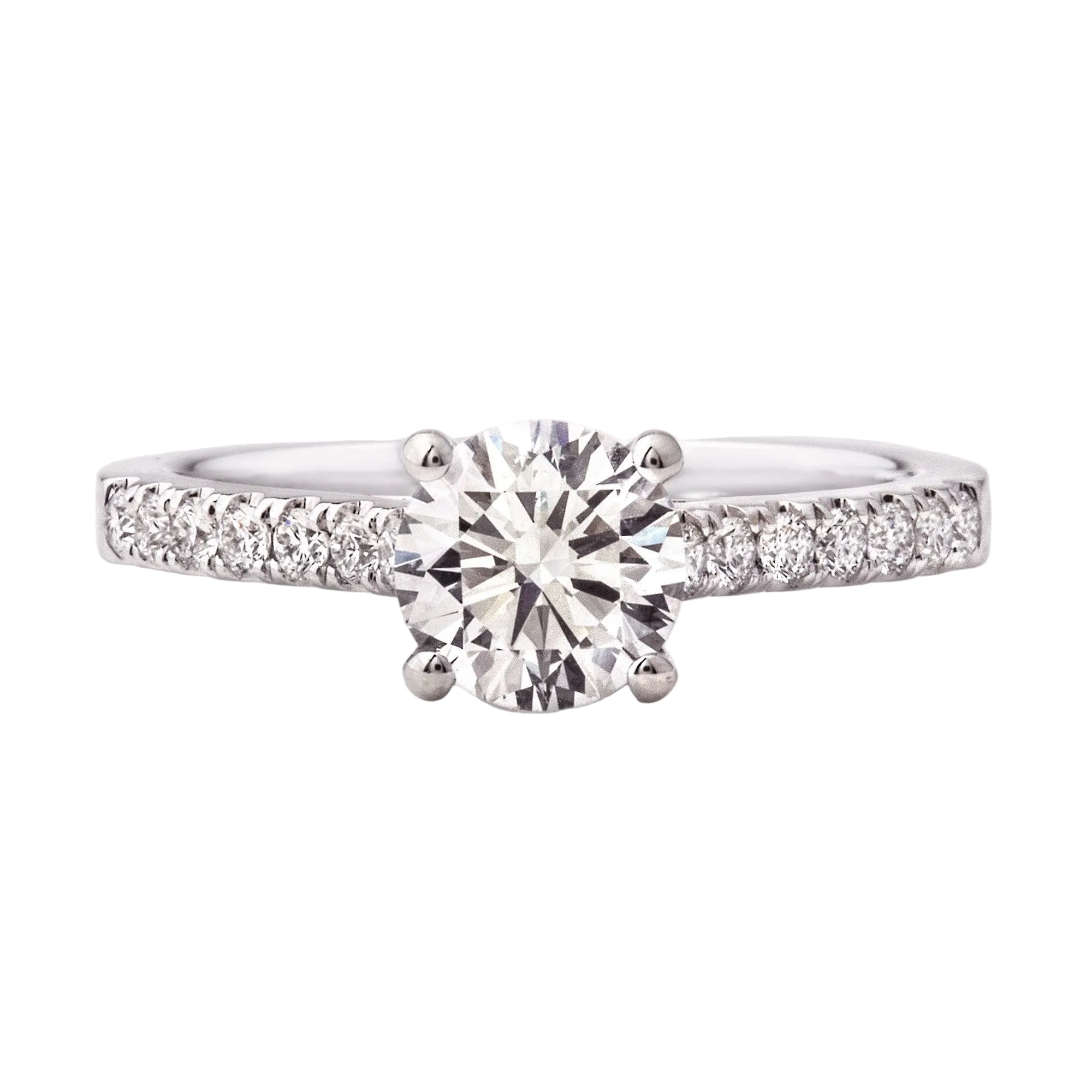1.24ct G si2 GIA Certified Round Solitaire with Diamond Shoulders Set In 18ct White Gold