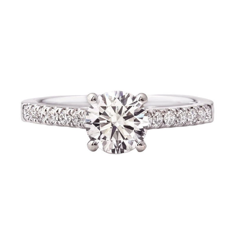 1.24ct G si2 GIA Certified Round Solitaire with Diamond Shoulders Set In 18ct White Gold